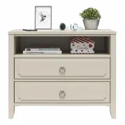 Elegant 2-Drawer Nightstand with Soft White Finish