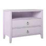 Elegant 2-Drawer Nightstand with Soft White Finish